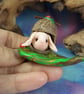 Lop-eared rabbit 'Bryar' on leaf and acorn tableau OOAK Sculpt by Ann Galvin - Image 6