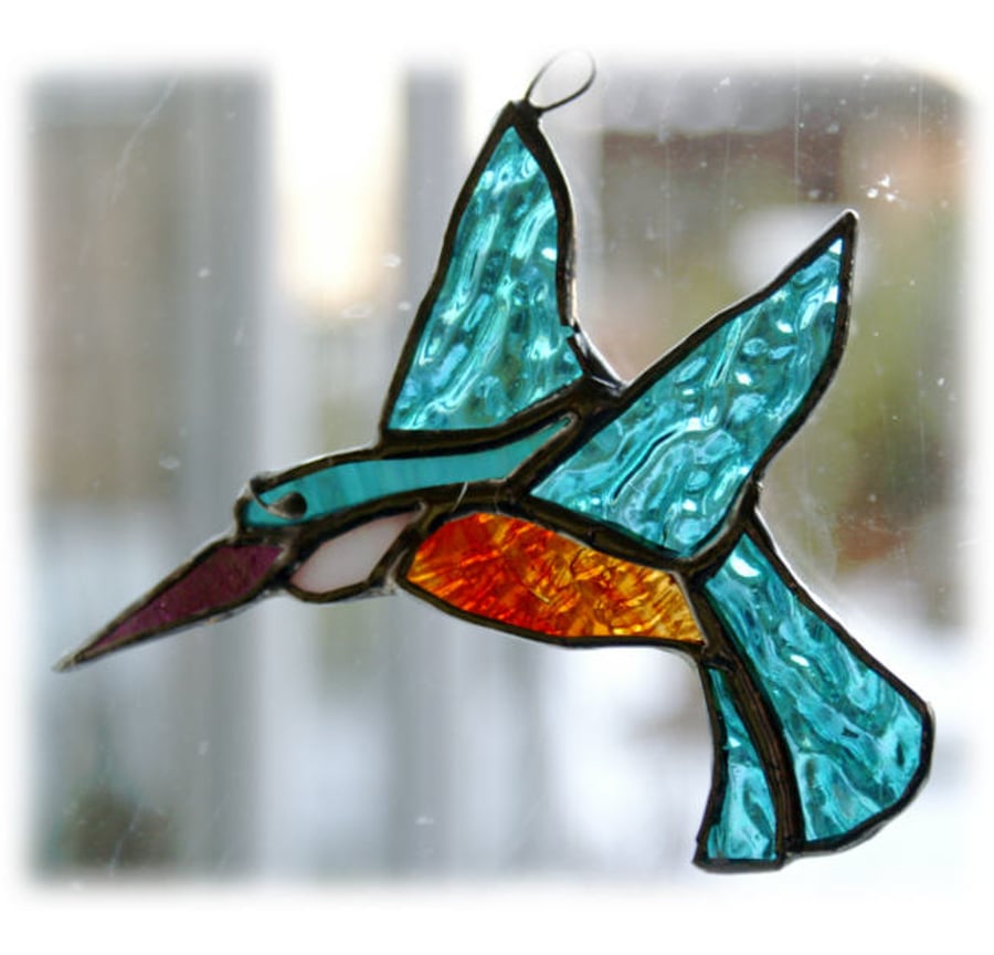Kingfisher Suncatcher Stained Glass British Bird Handmade