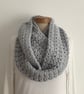 INFINITY SCARF , cowl 'Stroll' .Alpaca blend. Super-soft . Silver grey.  - Image 7