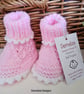 Designer Baby Girls Hand Knitted Jacket, Booties & Hat Set 0-3 Months Size - Image 4
