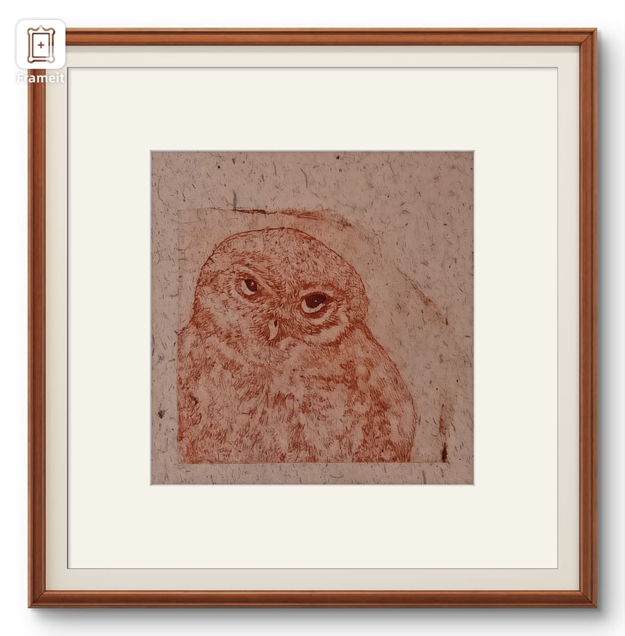 Diana limited edition drypoint engraving - Hand Printed Bird Art for Nature Love