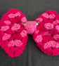 Bow Brooch: Pink Crochet Granny Square - Image 3