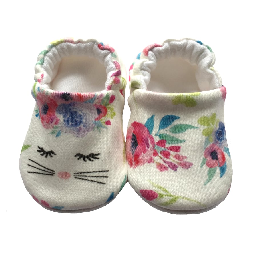 Flower Bunny Shoes Organic Moccasins Kids Slippers Pram Shoes Gift Idea 0-9Y