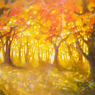 Natures Cathedral, a large semi-abstract autumn path landscape with stag