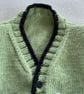Green baby cardigan with sheep designs on the front - Image 4