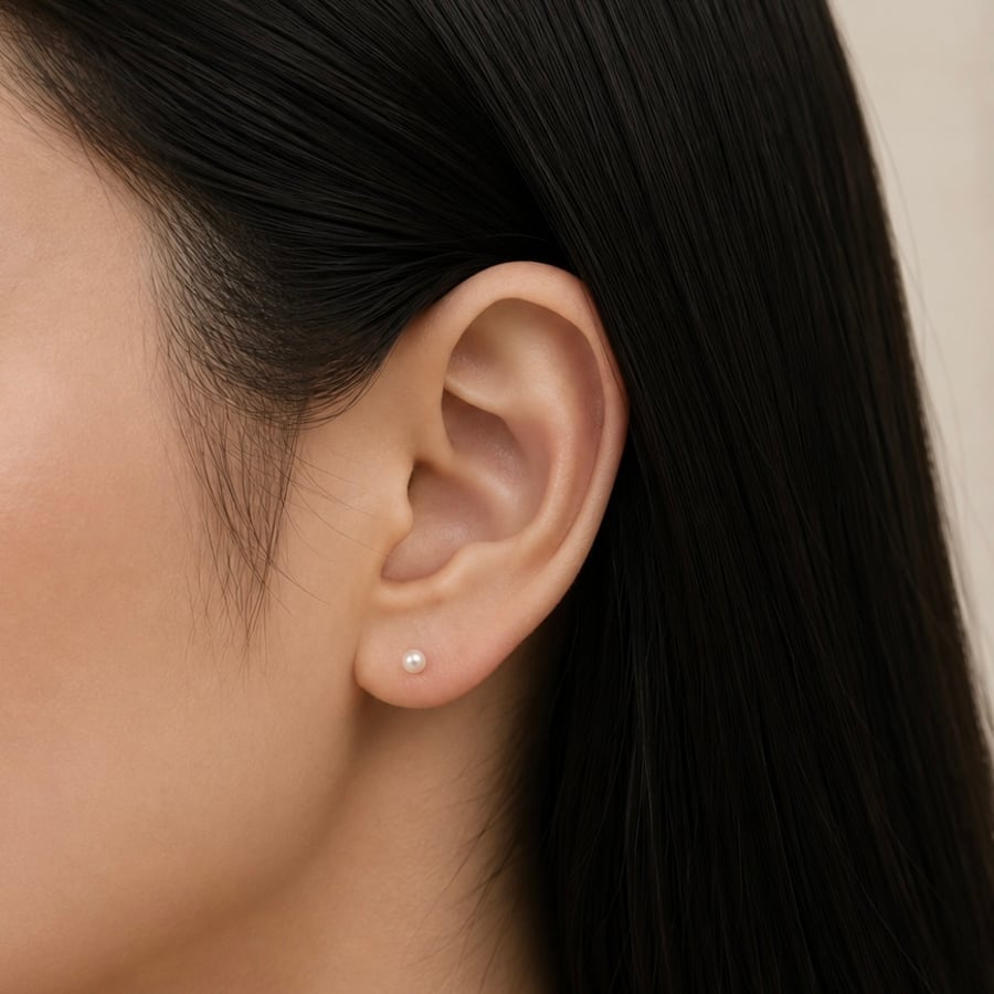 Dainty Button Freshwater Pearl Sterling Silver Stud Earrings