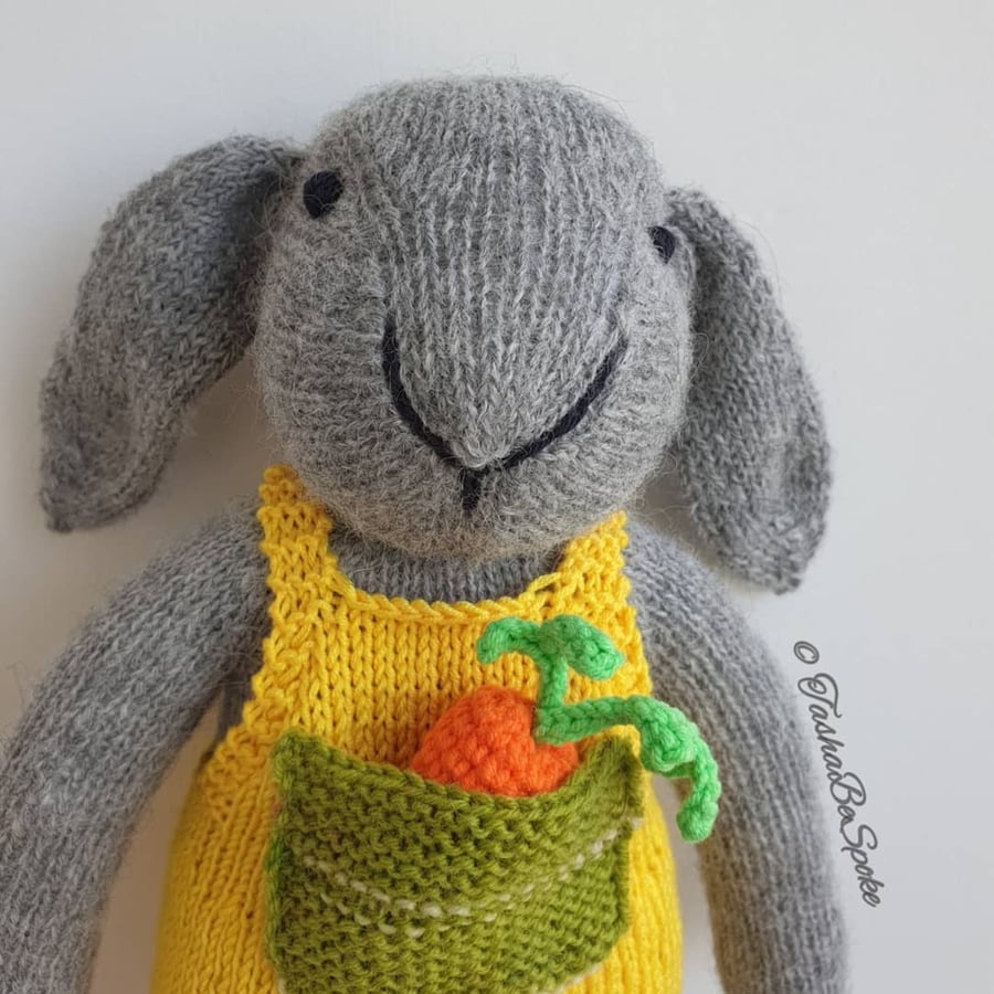 Bunny rabbit in a yellow sundress, Hand knitted bunny, Gift for her