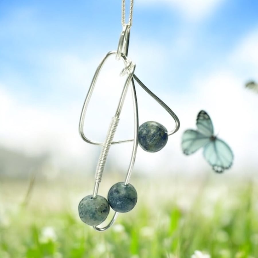 Contemporary Lapis Lazuli pendant sterling silver 