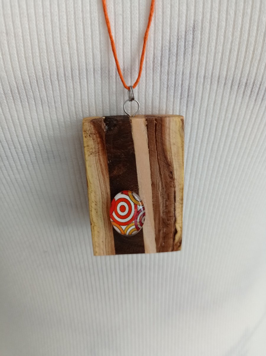 Natural boho style handmade wooden pendant necklace made of driftwood