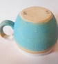 Mug Huggable Textured Turquoise Blue Stoneware Ceramic. - Image 4