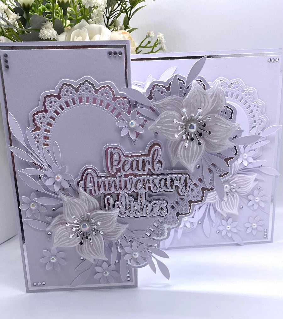 Personalized 30th Pearl Anniversary Card: Handmade Boxed Keepsake
