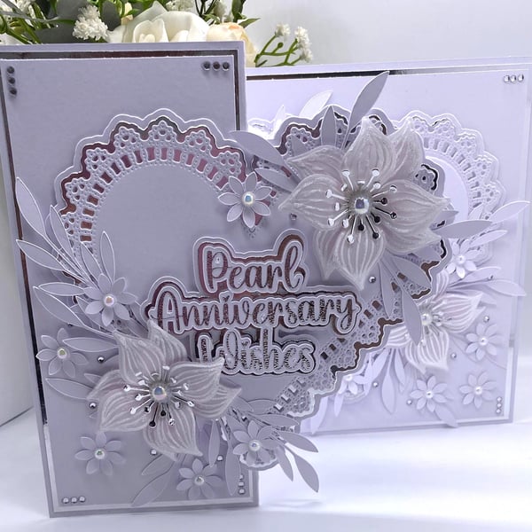 Personalized 30th Pearl Anniversary Card: Handmade Boxed Keepsake