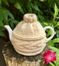 Merino Leaf Design Tea Cosy, Hand Knitted Cream Tea Cozy - Image 1