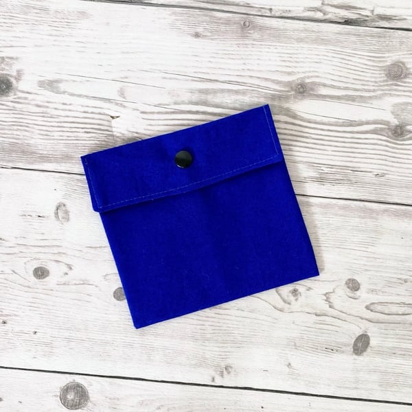 Royal Blue cotton fabric pad pouch. Discreet sanitary bag. 
