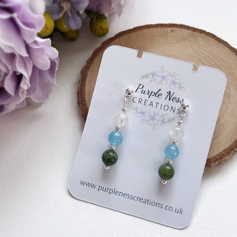 Frosty Morning Beaded Stud Drop Earrings