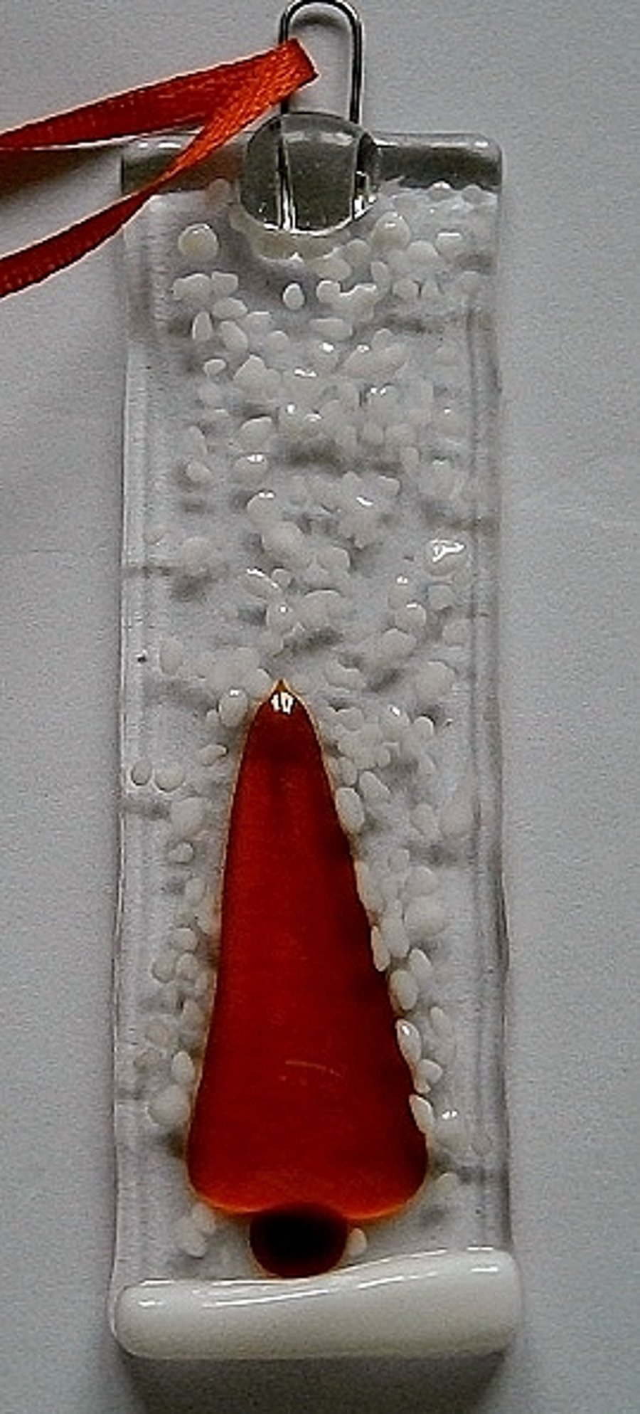 Fused glass snowy Christmas tree decorations
