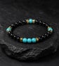 Unisex Black Onyx & Turquoise Bracelet – 19 cm
