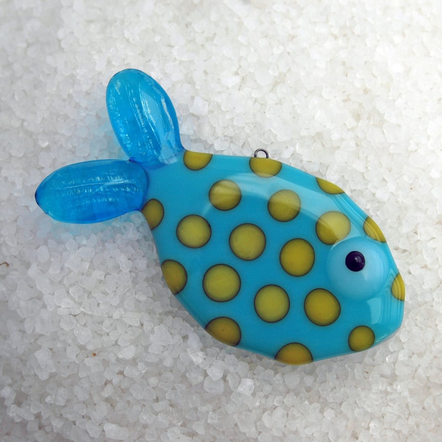 Spotty Fused Glass Fish Decoration