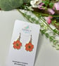 Coral Flower Earrings, Floral Charms, Handmade Jewellery 