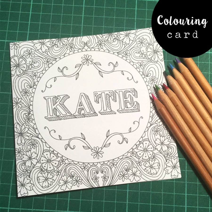 Personalised Name Colouring Card