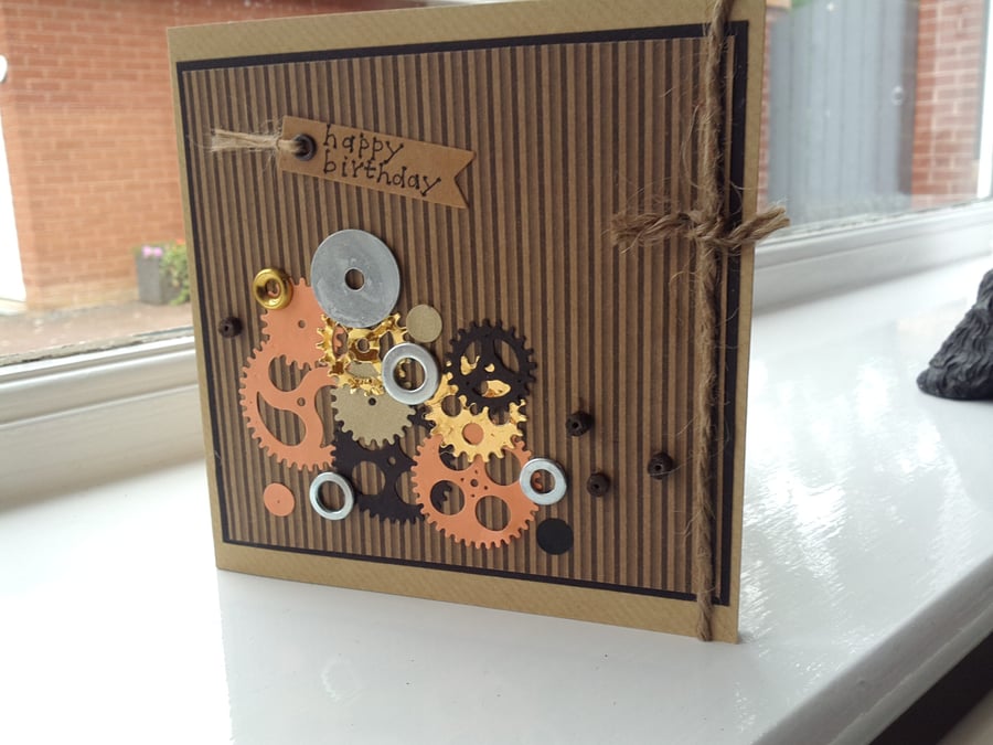 Men's cogs n washers birthday card