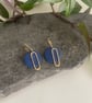 Navy blue and brass polymer clay earrings  - Image 1
