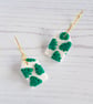 Tropical Monstera leaf pattern arch hoop earrings  - Image 3