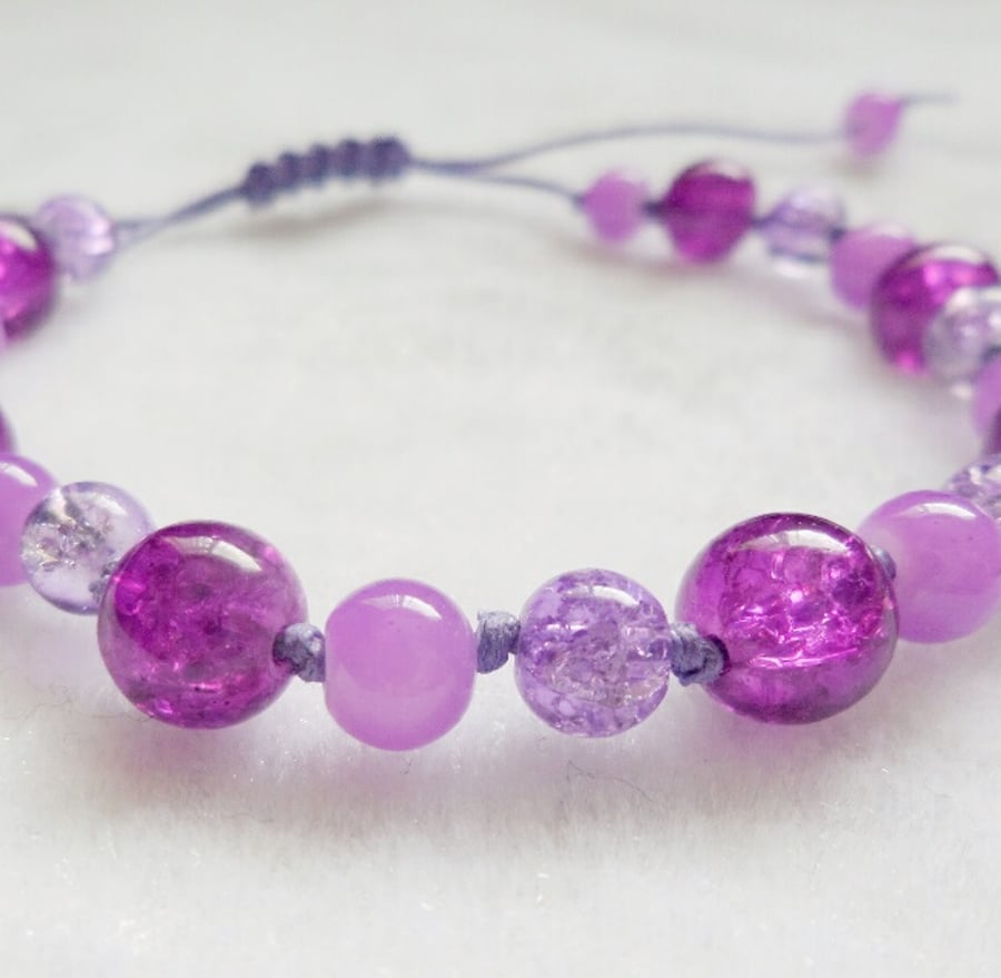 Lilac & Purple Macrame Style Bracelet 