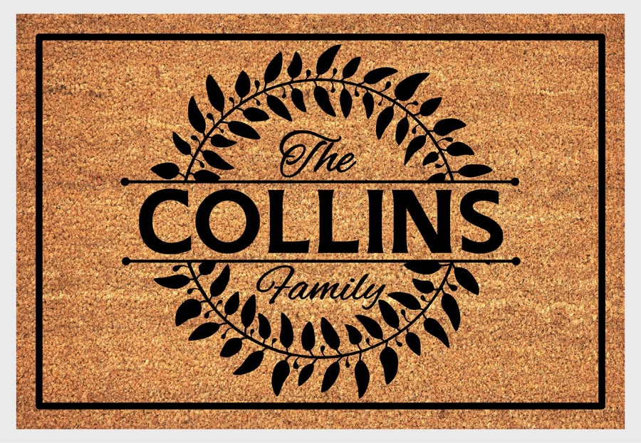 Personalised Surname Door Mat - Customised Family Name Welcome Mat - 3 Sizes