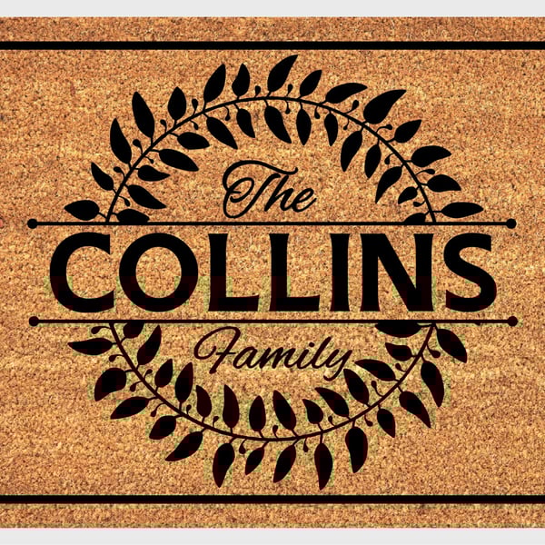 Personalised Surname Door Mat - Customised Family Name Welcome Mat - 3 Sizes