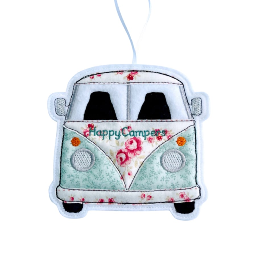 Vintage Campervan Fabric Hanging Decoration Personalised Gift