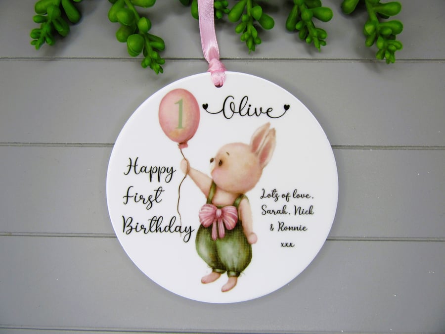 Personalised First Birthday Keepsake Gift. Baby Girl's 1st Birthday Gift. 
