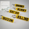 Personalised numberplate keyrings 