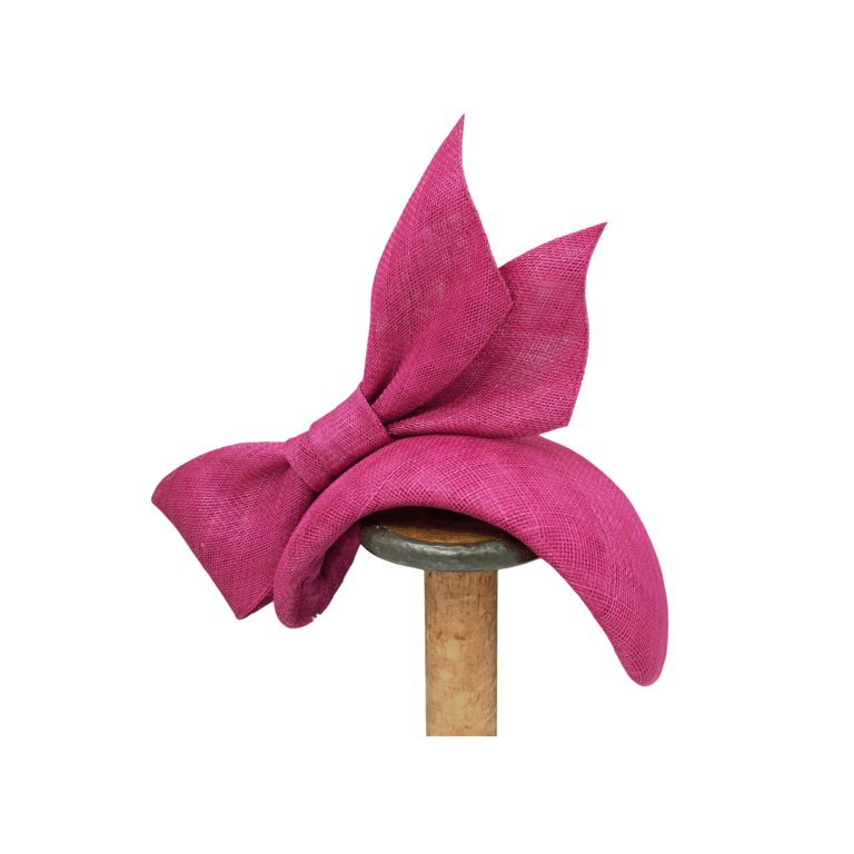 Cerise Pink Sinamay Fascinator Hat for Weddings, Ascot, Races