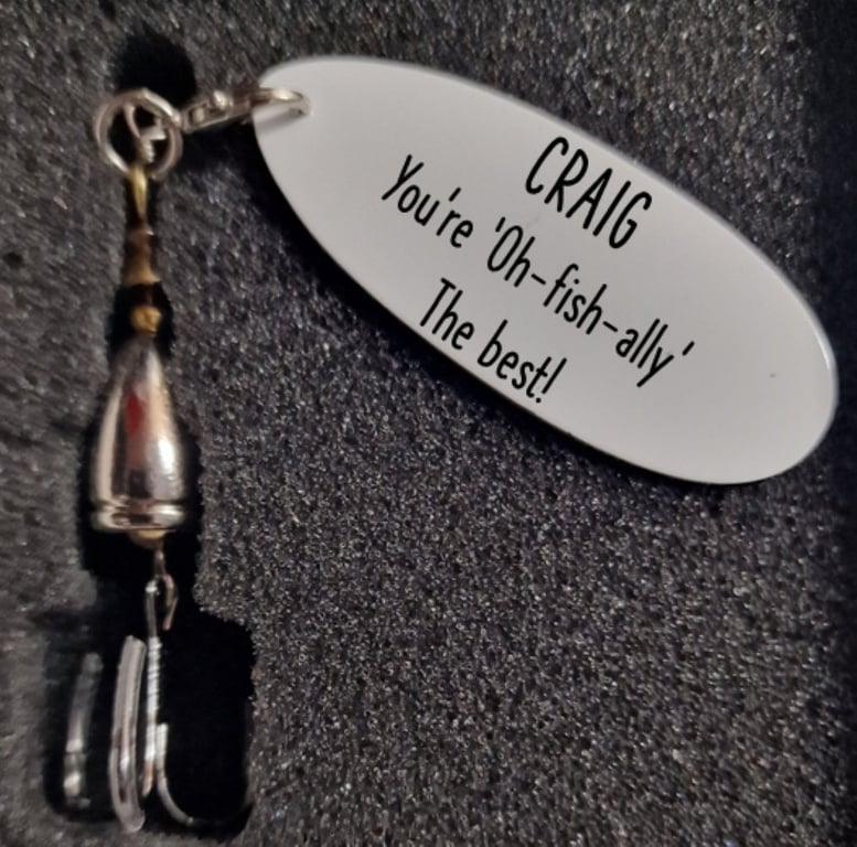 Personalised Fishing lure, funny custom spinner great gift for any angler!