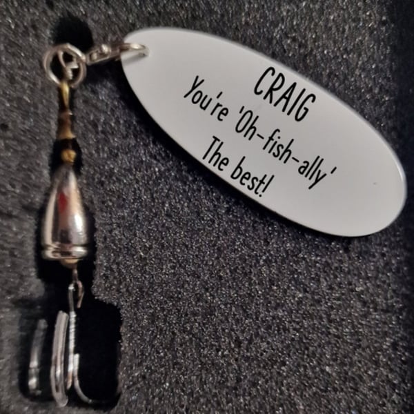 Personalised Fishing lure, funny custom spinner great gift for any angler!