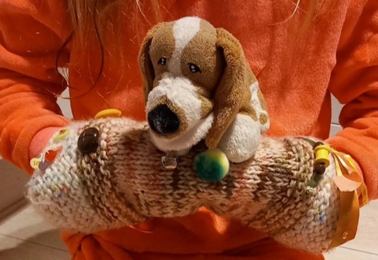 Dog Gloves Hand Muff Hand Knitted OOAK