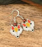 Geometric beadwork orange fox earrings - Image 1