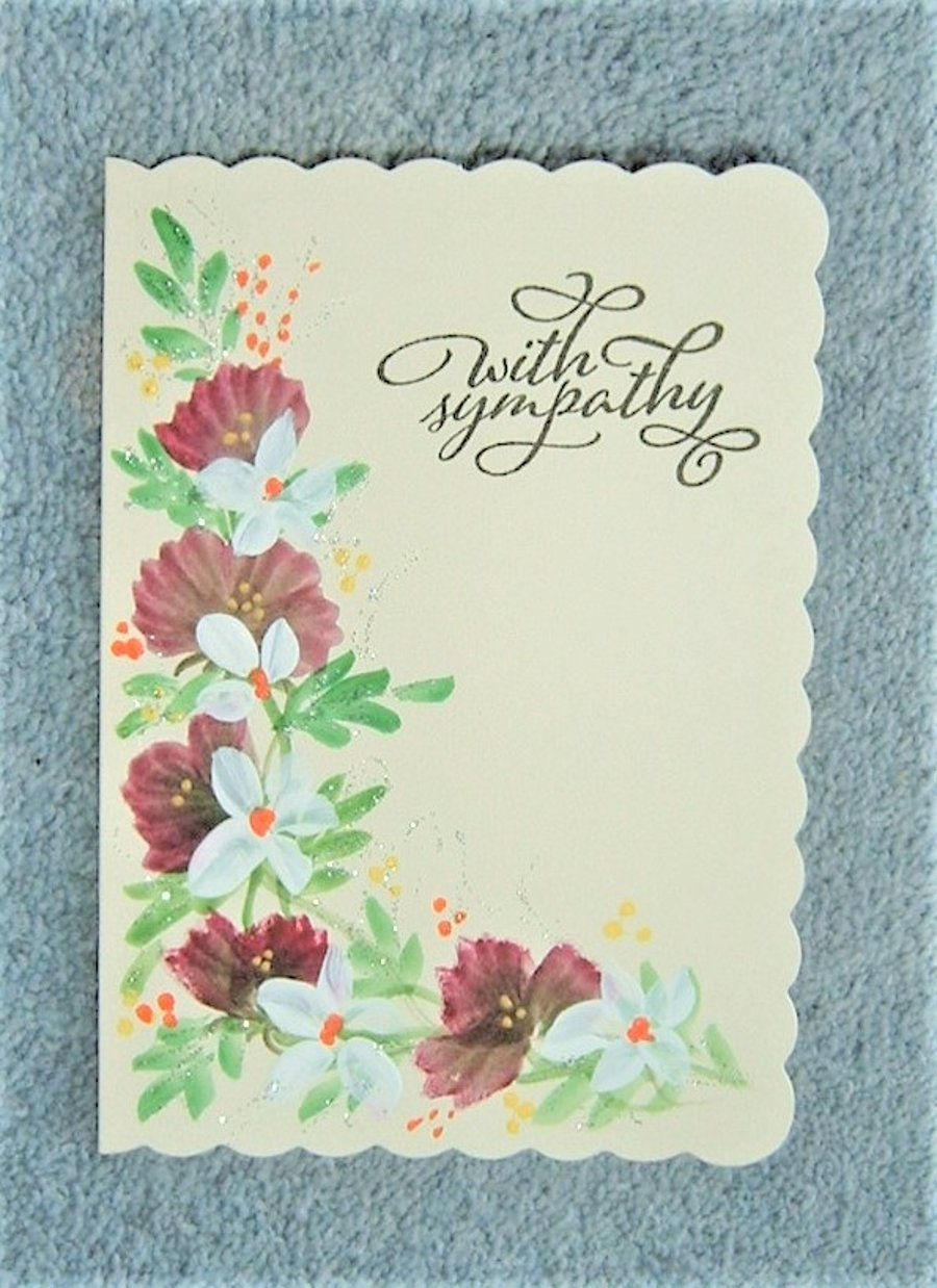 original hand painted Sympathy card ( ref F 459)