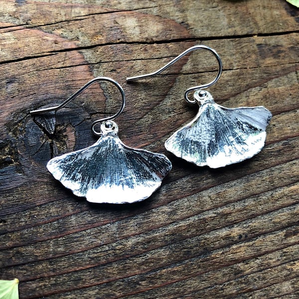 Sterling Silver Ginkgo Leaf Earrings - Nature Inspired Gift