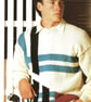 VINTAGE KNITTING PATTERN Mans Colour Block Sweater - Image 1