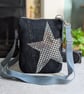Denim Bag Zipped Mini Cross Body Jeans Bag with Silver Sequin Star  - Image 2