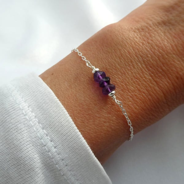 Sterling silver amethyst gemstone bracelet