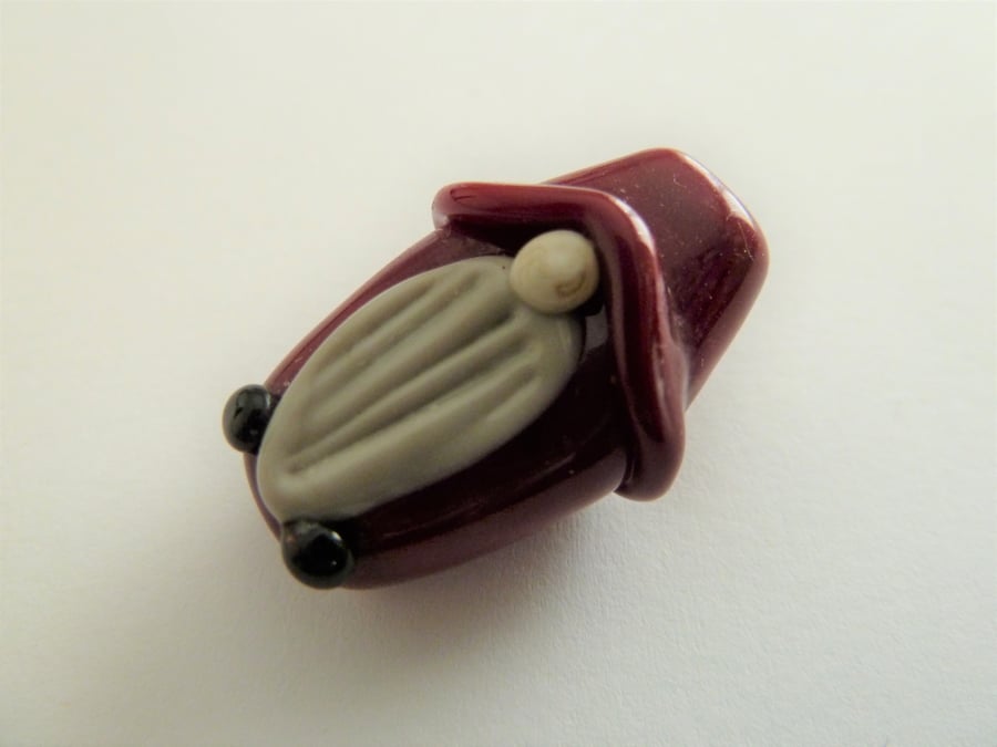 red gnome or wizard lampwork novelty bead