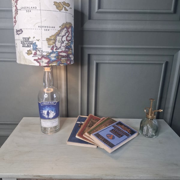 Map Lampshade and Bottle Lamp