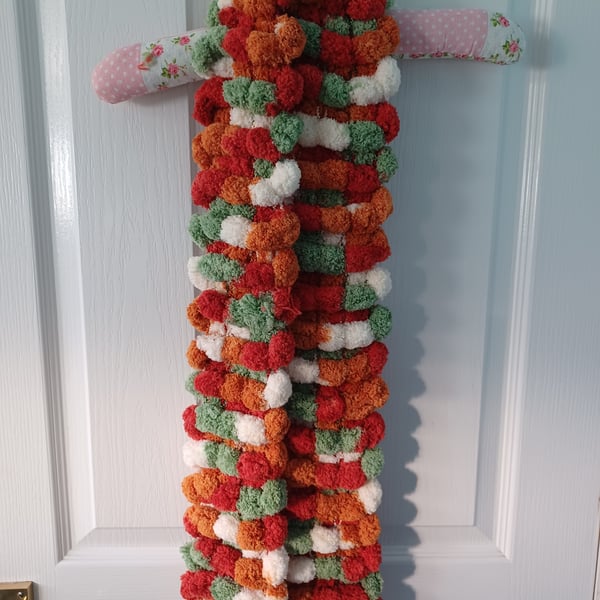 Red, Orange, Green and White Multicoloured Furry Scarf