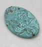 Large Eggshell Blue Brocade Ceramic Pendant - Image 2