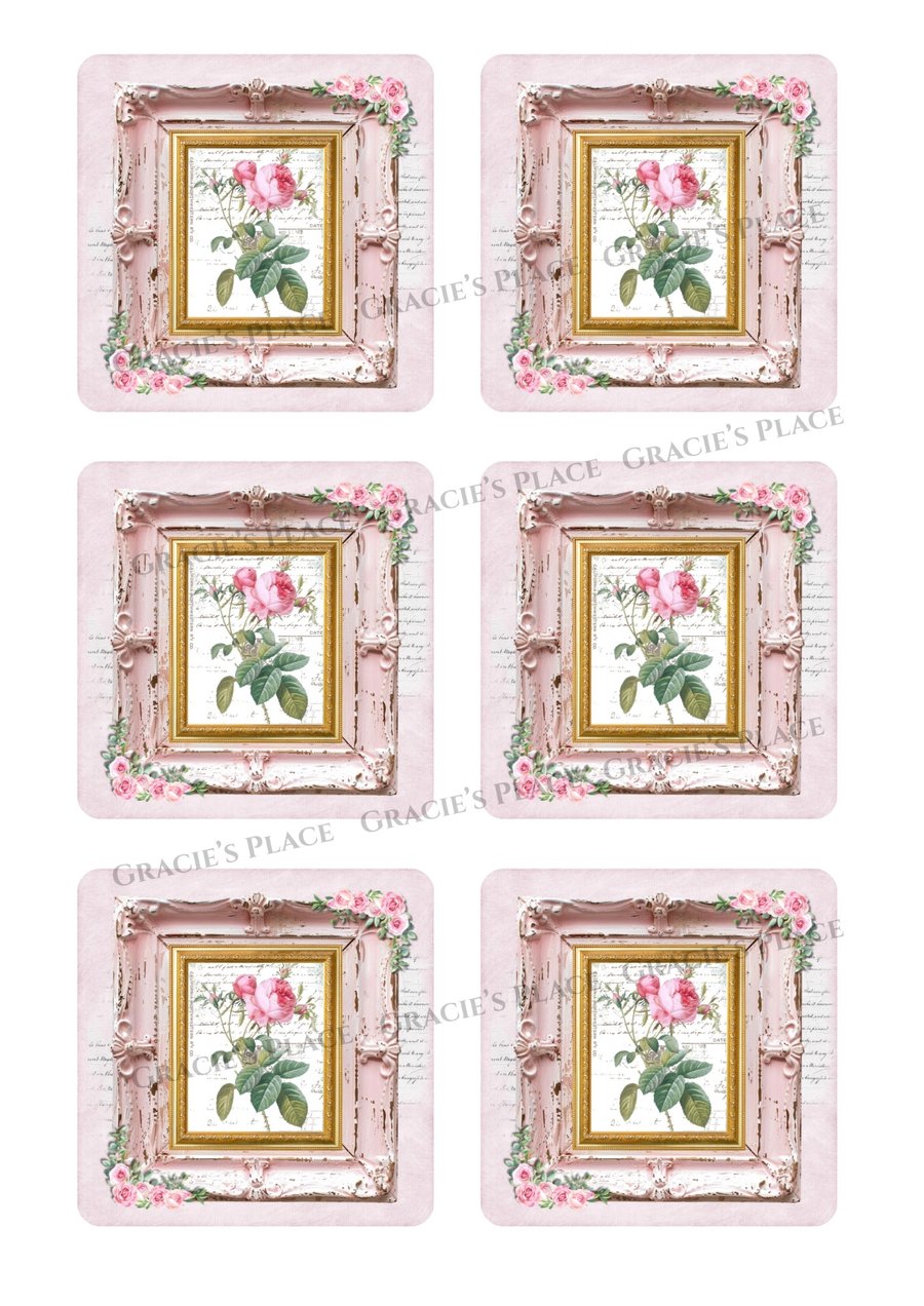 Vintage roses digital download ephemera card toppers
