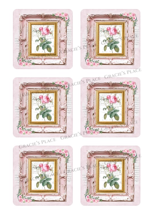 Vintage roses digital download ephemera card toppers