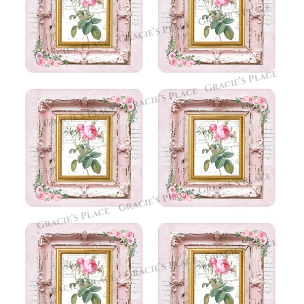 Vintage roses digital download ephemera card toppers
